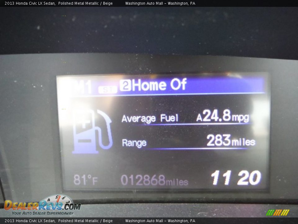 2013 Honda Civic LX Sedan Polished Metal Metallic / Beige Photo #20