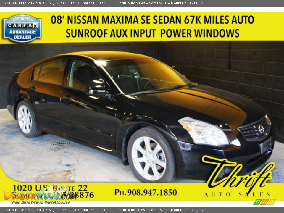 2008 Nissan Maxima 3.5 SE Super Black / Charcoal Black Photo #1