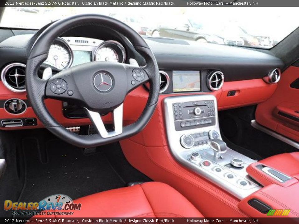 2012 Mercedes-Benz SLS AMG Roadster Obsidian Black Metallic / designo Classic Red/Black Photo #21