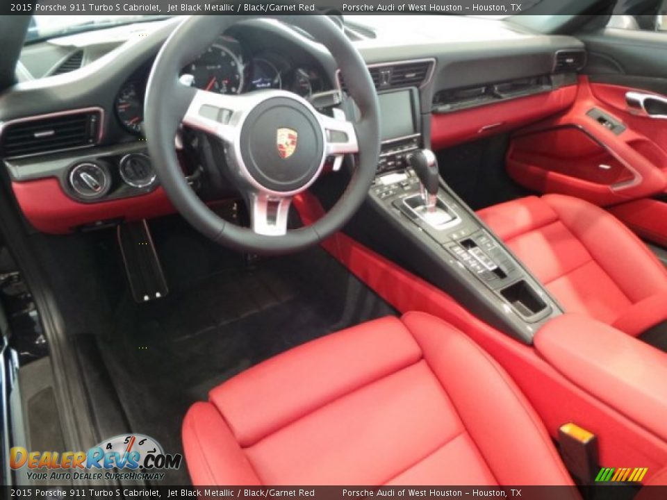 Black/Garnet Red Interior - 2015 Porsche 911 Turbo S Cabriolet Photo #11