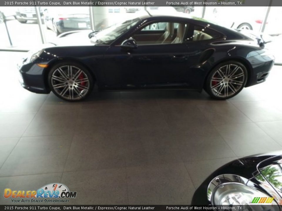 2015 Porsche 911 Turbo Coupe Dark Blue Metallic / Espresso/Cognac Natural Leather Photo #4