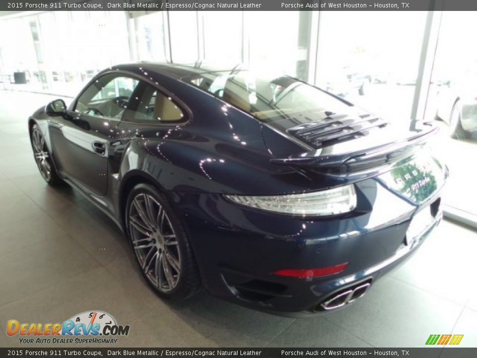 2015 Porsche 911 Turbo Coupe Dark Blue Metallic / Espresso/Cognac Natural Leather Photo #5