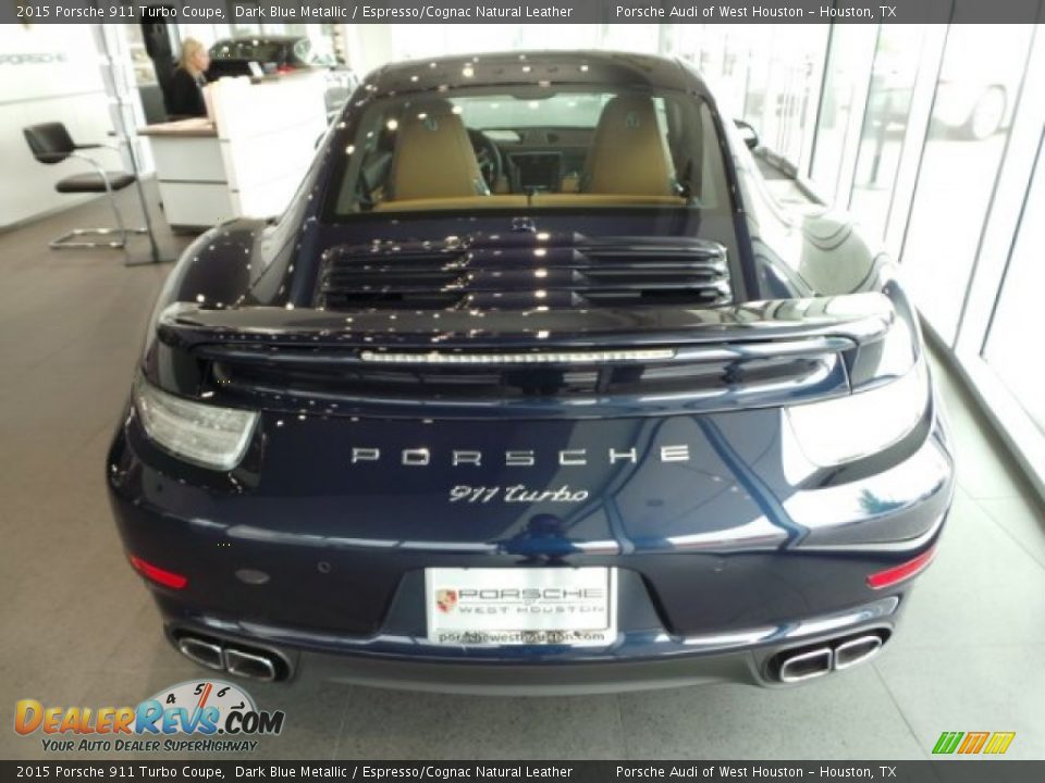 2015 Porsche 911 Turbo Coupe Dark Blue Metallic / Espresso/Cognac Natural Leather Photo #6