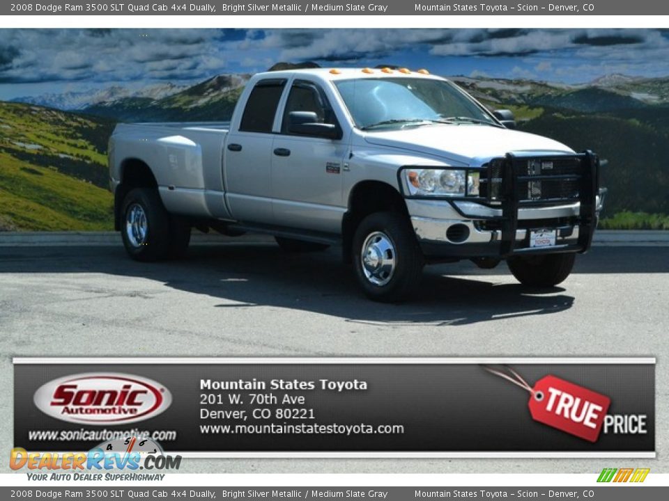 2008 Dodge Ram 3500 SLT Quad Cab 4x4 Dually Bright Silver Metallic / Medium Slate Gray Photo #1