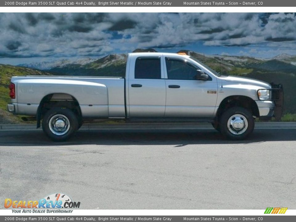 2008 Dodge Ram 3500 SLT Quad Cab 4x4 Dually Bright Silver Metallic / Medium Slate Gray Photo #2