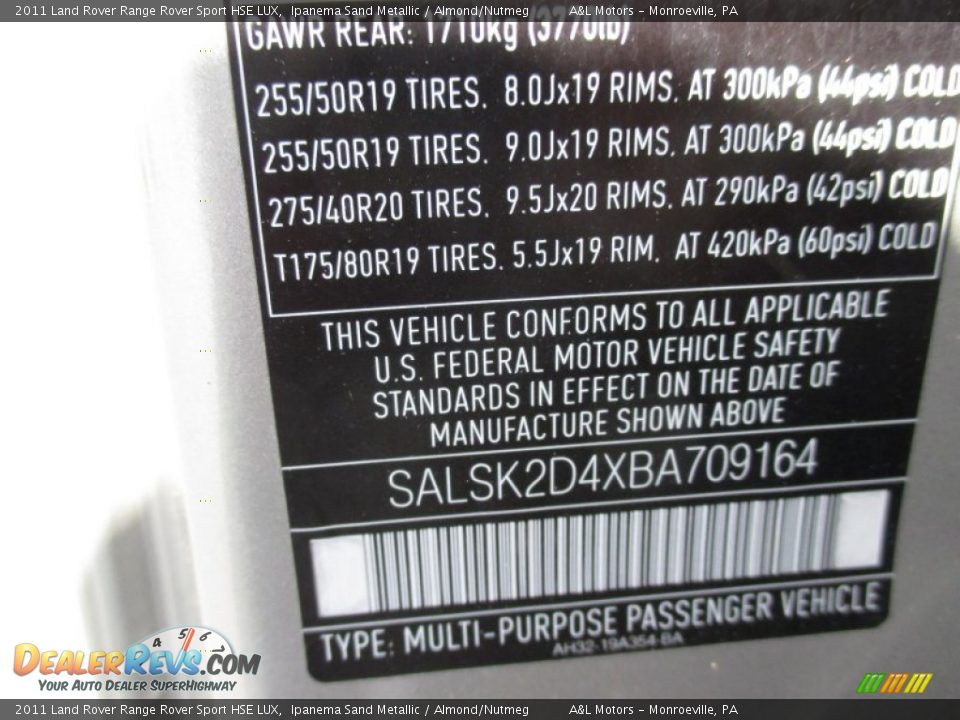 2011 Land Rover Range Rover Sport HSE LUX Ipanema Sand Metallic / Almond/Nutmeg Photo #19