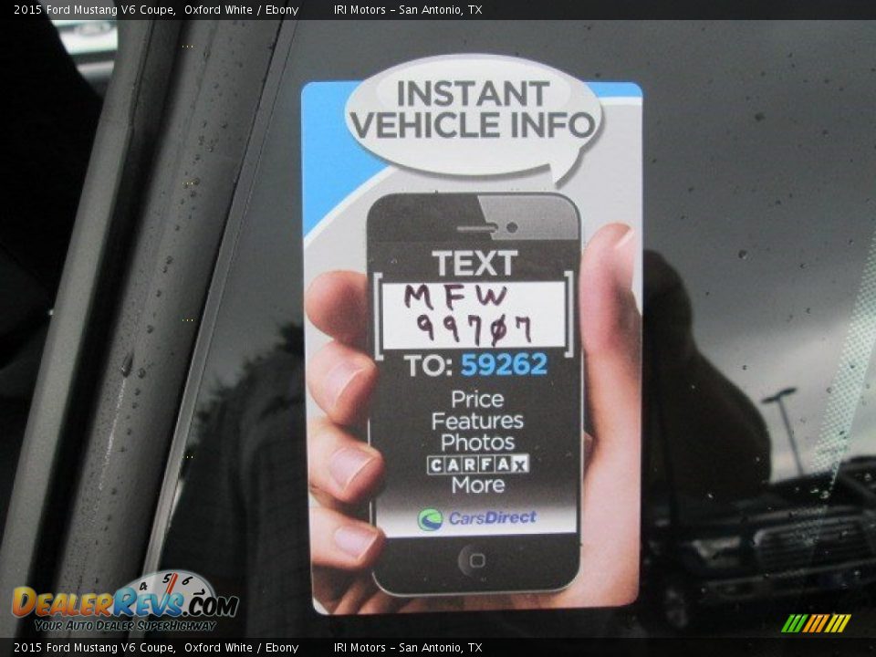 2015 Ford Mustang V6 Coupe Oxford White / Ebony Photo #2