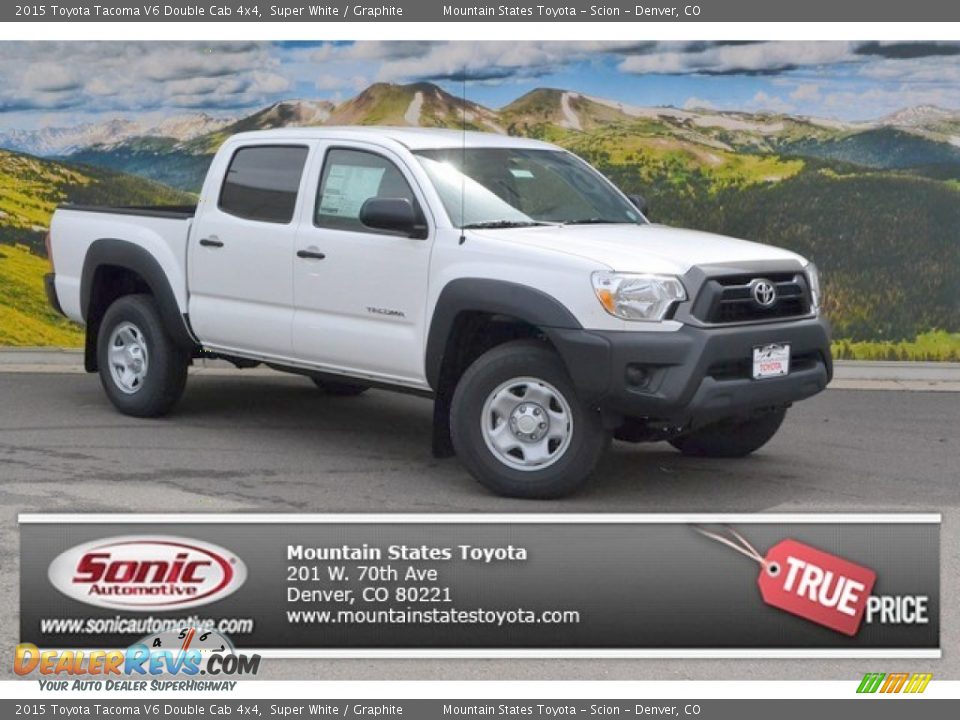 2015 Toyota Tacoma V6 Double Cab 4x4 Super White / Graphite Photo #1