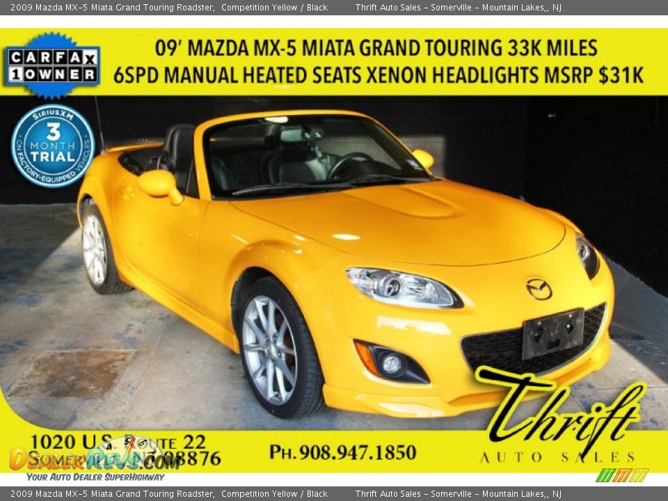 2009 Mazda MX-5 Miata Grand Touring Roadster Competition Yellow / Black Photo #1