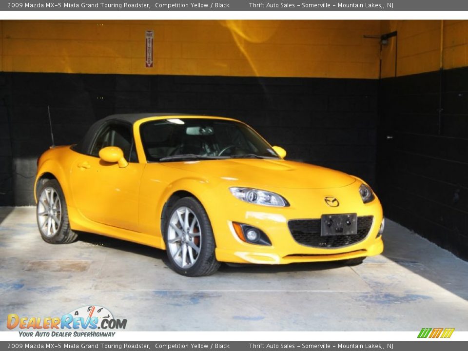 2009 Mazda MX-5 Miata Grand Touring Roadster Competition Yellow / Black Photo #3