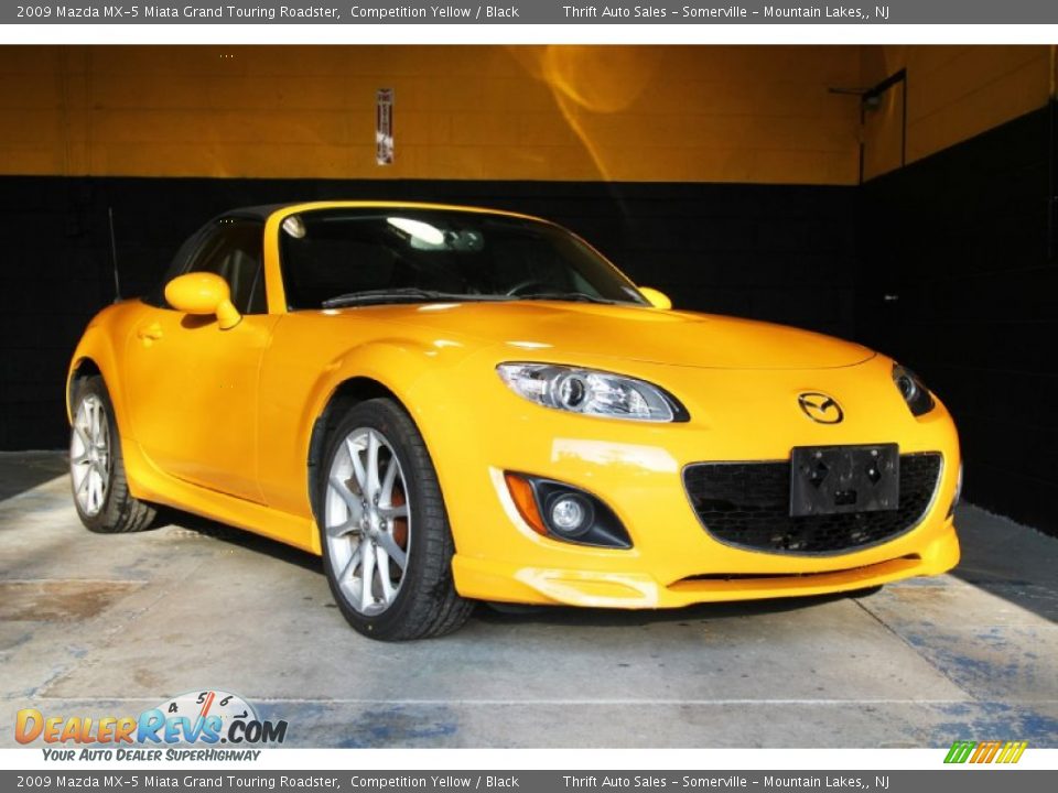 2009 Mazda MX-5 Miata Grand Touring Roadster Competition Yellow / Black Photo #5