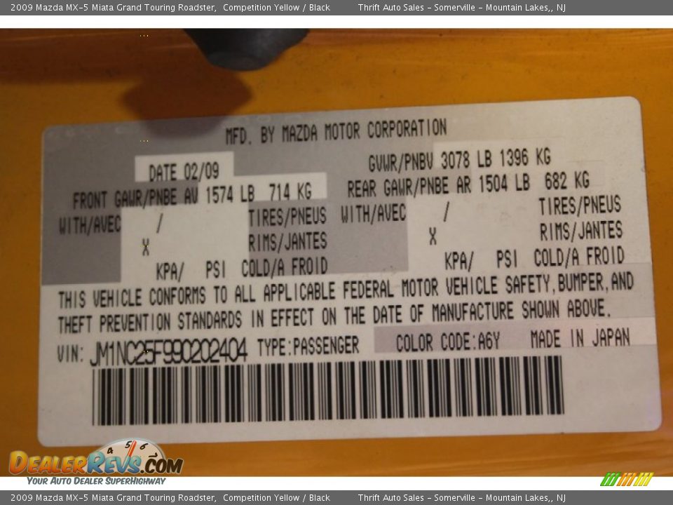 2009 Mazda MX-5 Miata Grand Touring Roadster Competition Yellow / Black Photo #26