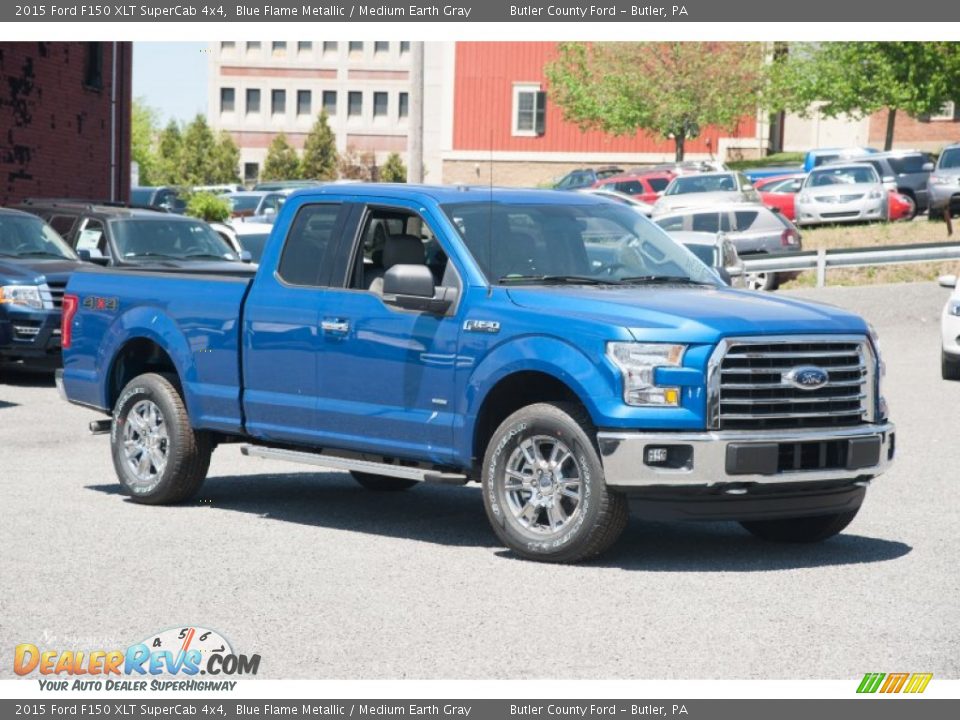 2015 Ford F150 XLT SuperCab 4x4 Blue Flame Metallic / Medium Earth Gray Photo #1