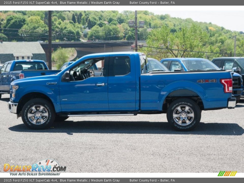 2015 Ford F150 XLT SuperCab 4x4 Blue Flame Metallic / Medium Earth Gray Photo #2