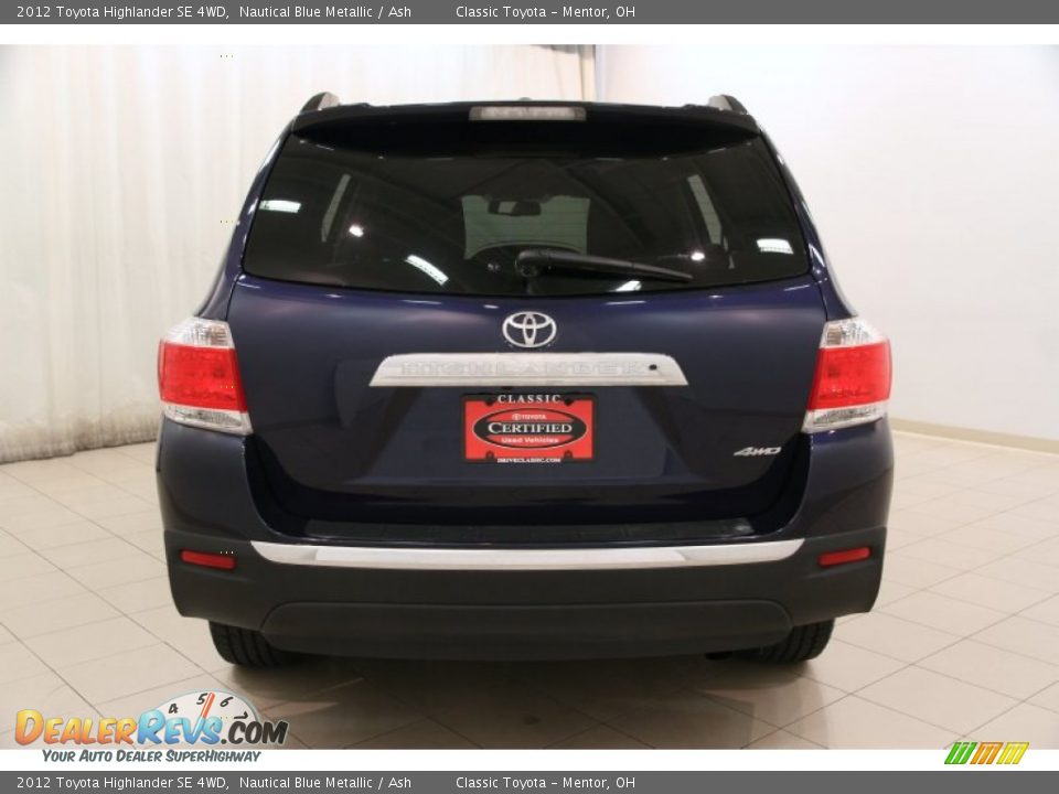 2012 Toyota Highlander SE 4WD Nautical Blue Metallic / Ash Photo #16