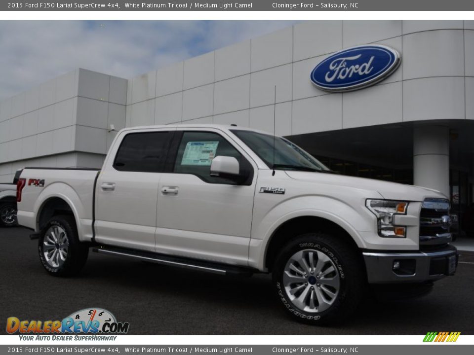 2015 Ford F150 Lariat SuperCrew 4x4 White Platinum Tricoat / Medium Light Camel Photo #1