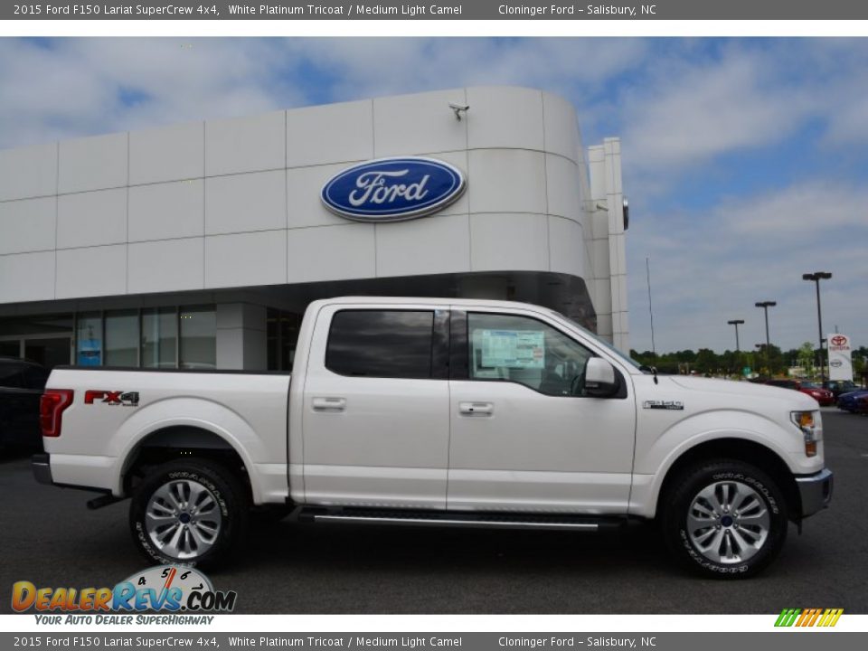 2015 Ford F150 Lariat SuperCrew 4x4 White Platinum Tricoat / Medium Light Camel Photo #2