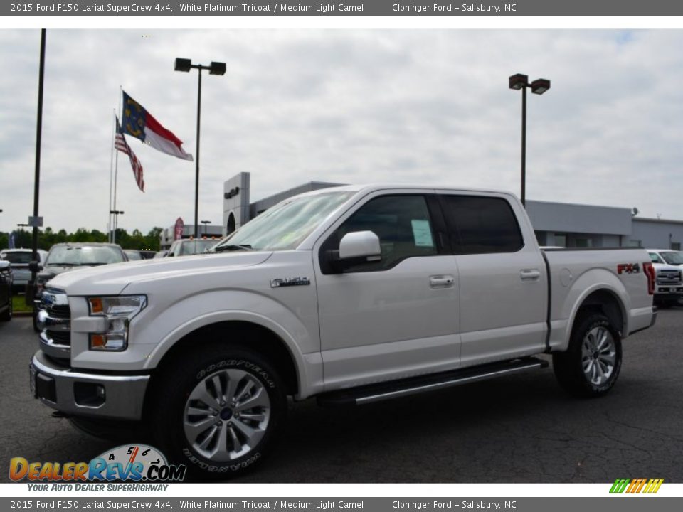 2015 Ford F150 Lariat SuperCrew 4x4 White Platinum Tricoat / Medium Light Camel Photo #3
