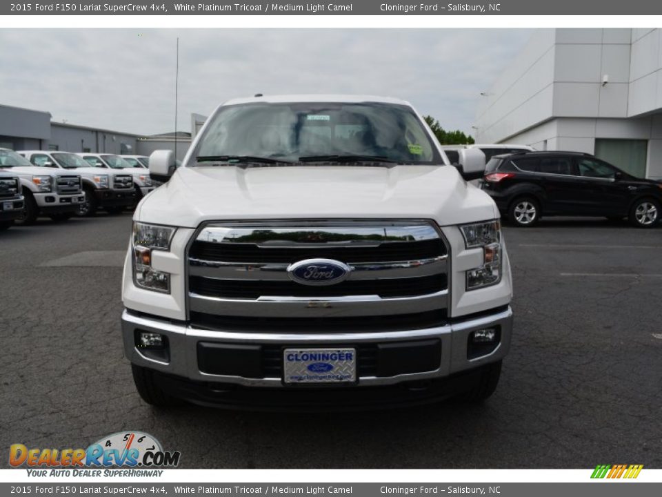 2015 Ford F150 Lariat SuperCrew 4x4 White Platinum Tricoat / Medium Light Camel Photo #4