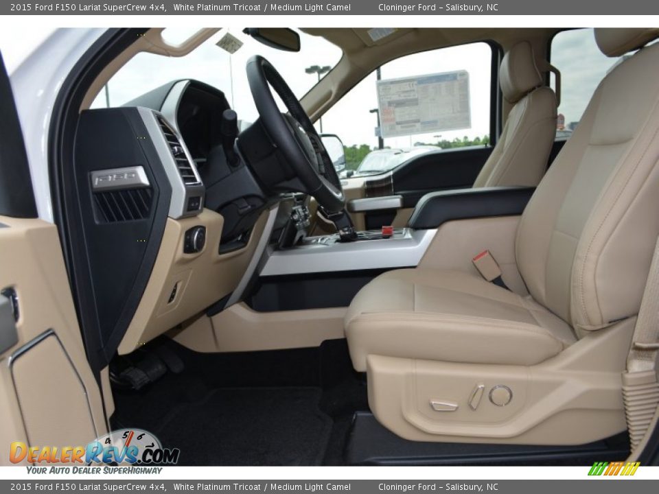 2015 Ford F150 Lariat SuperCrew 4x4 White Platinum Tricoat / Medium Light Camel Photo #9