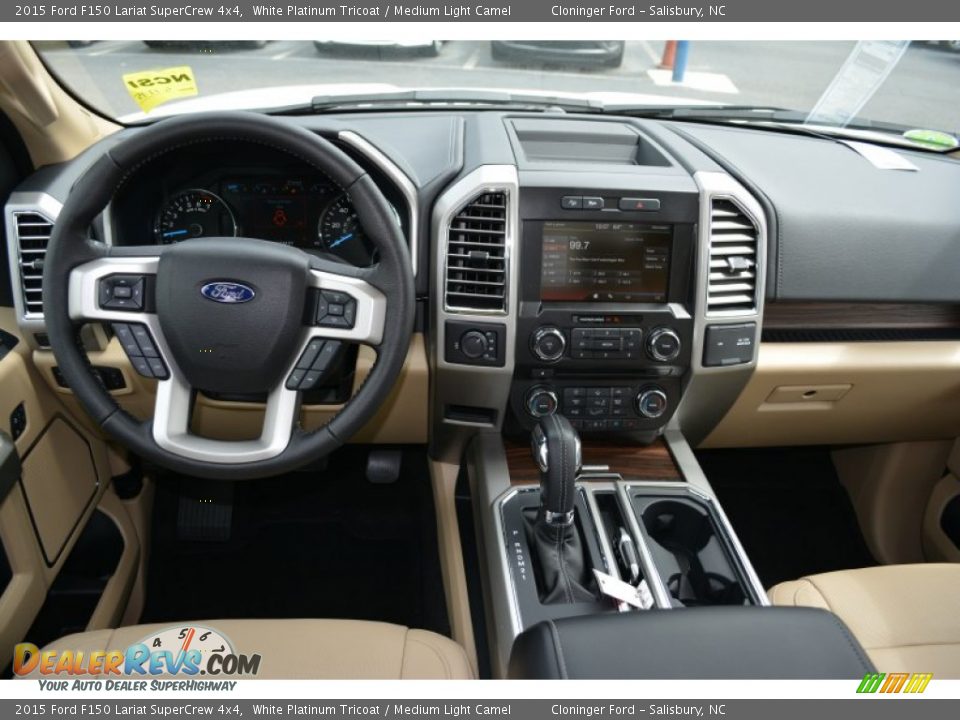 2015 Ford F150 Lariat SuperCrew 4x4 White Platinum Tricoat / Medium Light Camel Photo #11