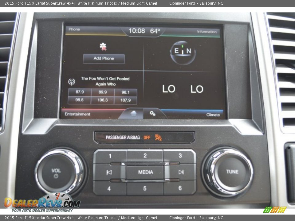 2015 Ford F150 Lariat SuperCrew 4x4 White Platinum Tricoat / Medium Light Camel Photo #13