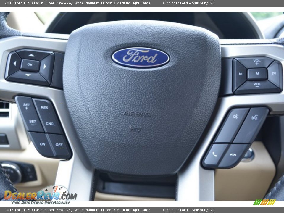 2015 Ford F150 Lariat SuperCrew 4x4 White Platinum Tricoat / Medium Light Camel Photo #25