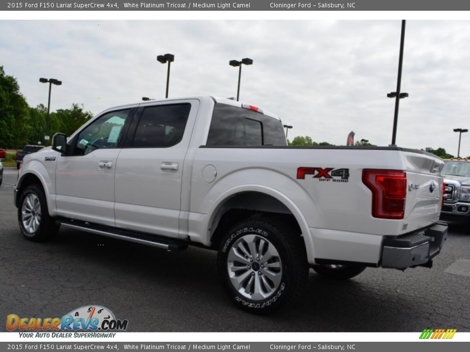 2015 Ford F150 Lariat SuperCrew 4x4 White Platinum Tricoat / Medium Light Camel Photo #30
