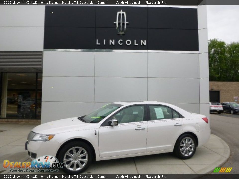 2012 Lincoln MKZ AWD White Platinum Metallic Tri-Coat / Light Camel Photo #1
