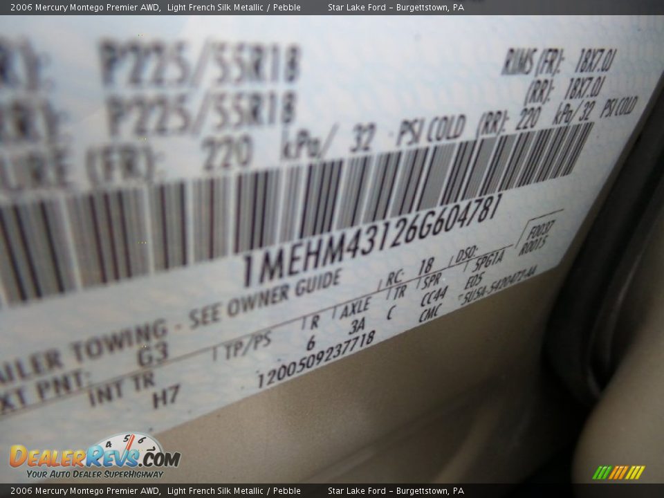 2006 Mercury Montego Premier AWD Light French Silk Metallic / Pebble Photo #14