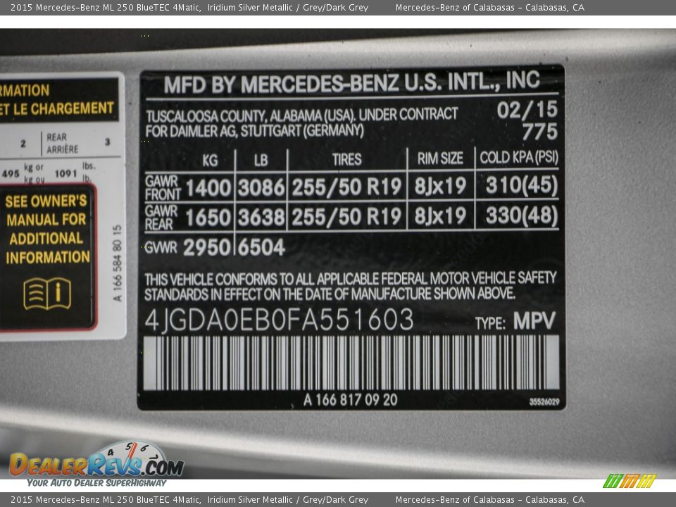2015 Mercedes-Benz ML 250 BlueTEC 4Matic Iridium Silver Metallic / Grey/Dark Grey Photo #7
