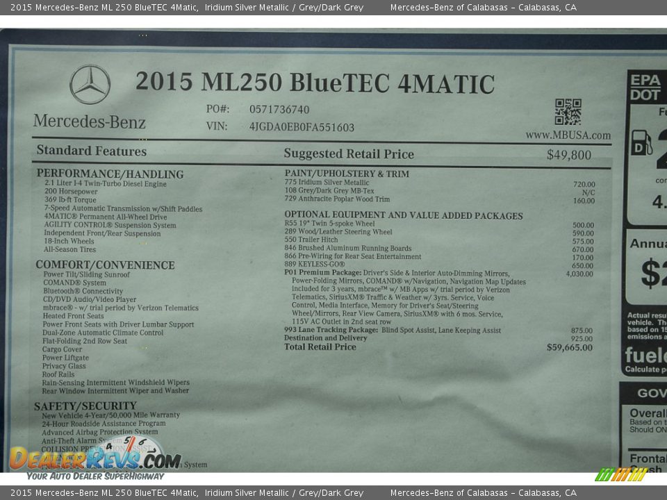 2015 Mercedes-Benz ML 250 BlueTEC 4Matic Iridium Silver Metallic / Grey/Dark Grey Photo #11