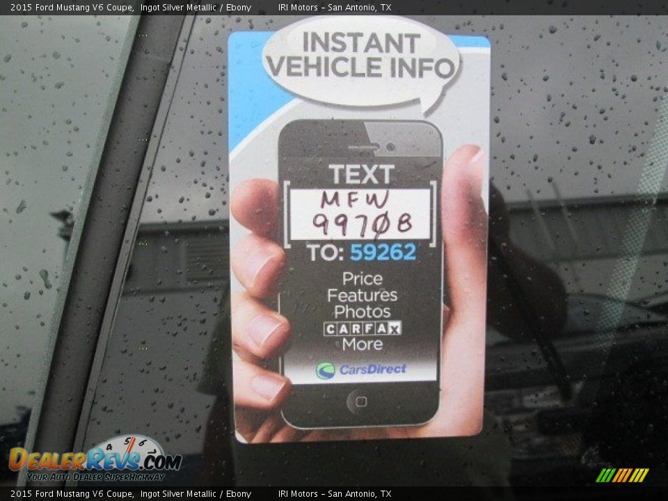 2015 Ford Mustang V6 Coupe Ingot Silver Metallic / Ebony Photo #2