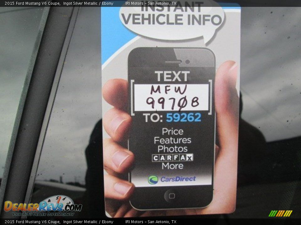 2015 Ford Mustang V6 Coupe Ingot Silver Metallic / Ebony Photo #32