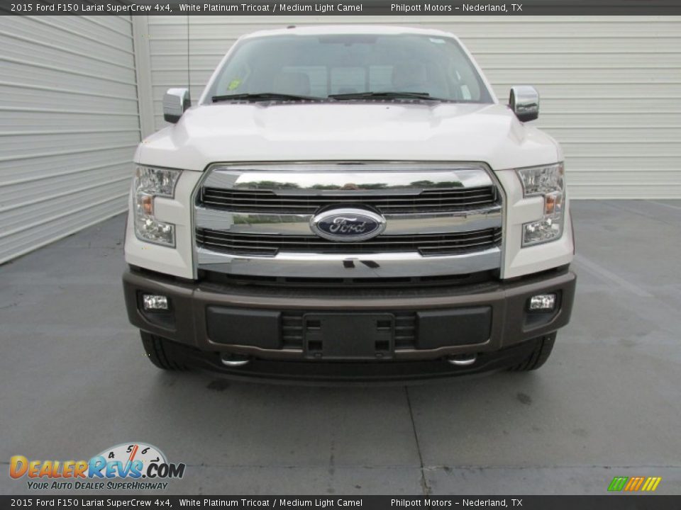 2015 Ford F150 Lariat SuperCrew 4x4 White Platinum Tricoat / Medium Light Camel Photo #8