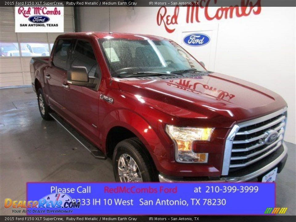 2015 Ford F150 XLT SuperCrew Ruby Red Metallic / Medium Earth Gray Photo #1