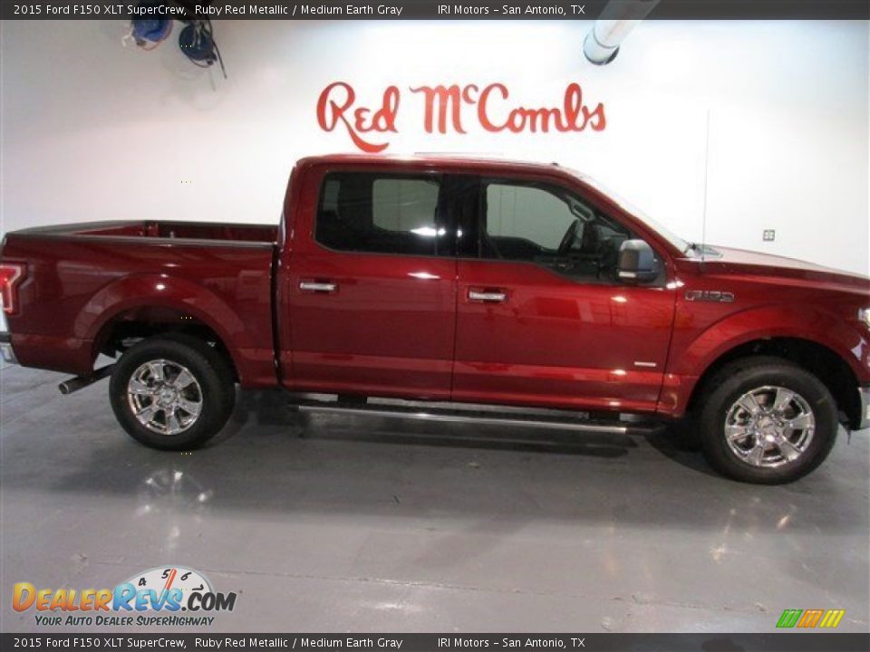 2015 Ford F150 XLT SuperCrew Ruby Red Metallic / Medium Earth Gray Photo #9