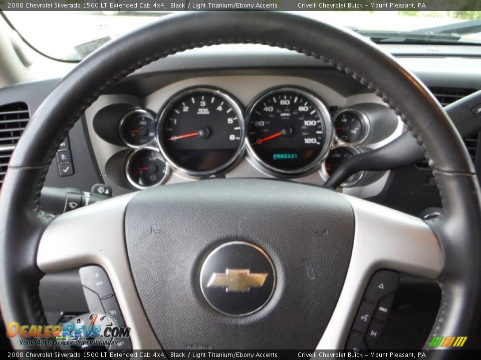 2008 Chevrolet Silverado 1500 LT Extended Cab 4x4 Black / Light Titanium/Ebony Accents Photo #27