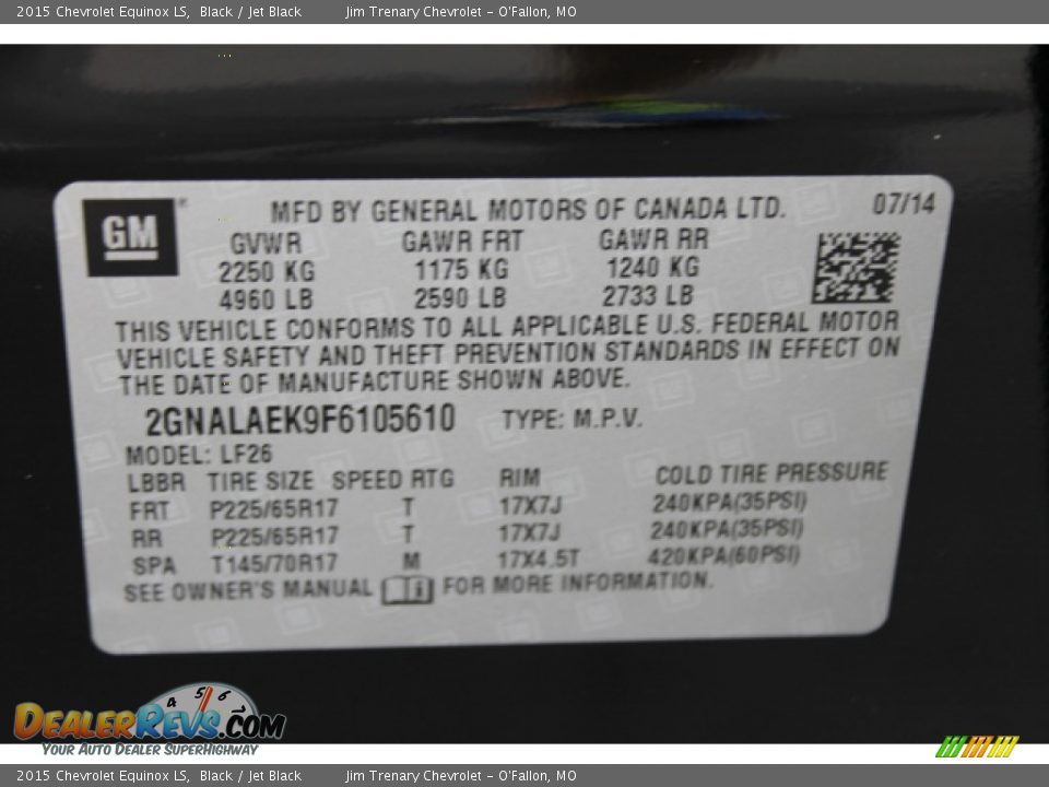 2015 Chevrolet Equinox LS Black / Jet Black Photo #17