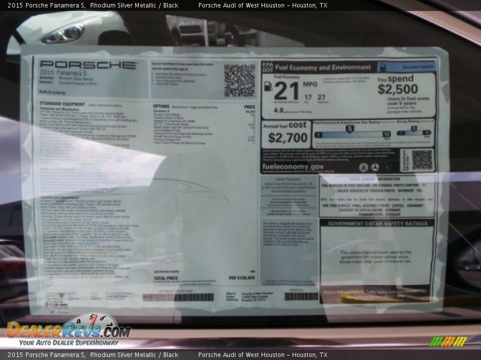 2015 Porsche Panamera S Window Sticker Photo #34