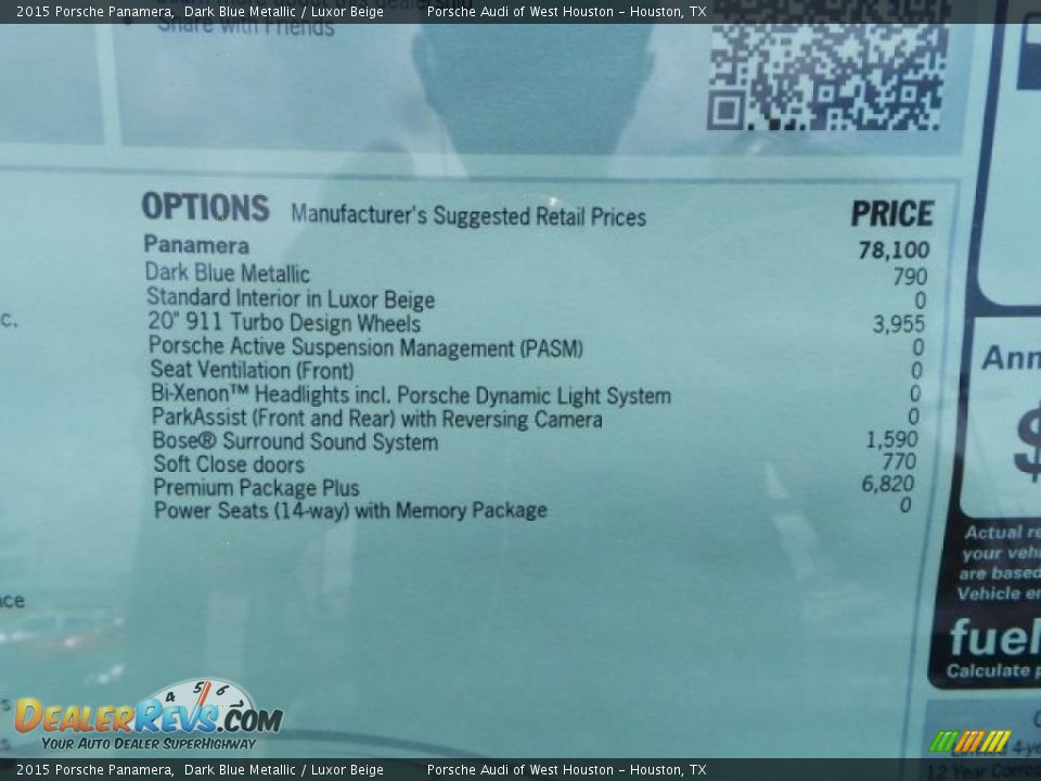 2015 Porsche Panamera  Window Sticker Photo #34