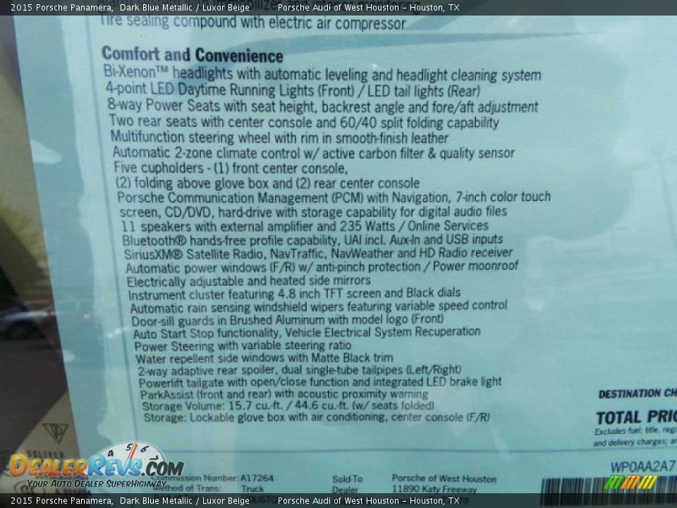 2015 Porsche Panamera  Window Sticker Photo #36