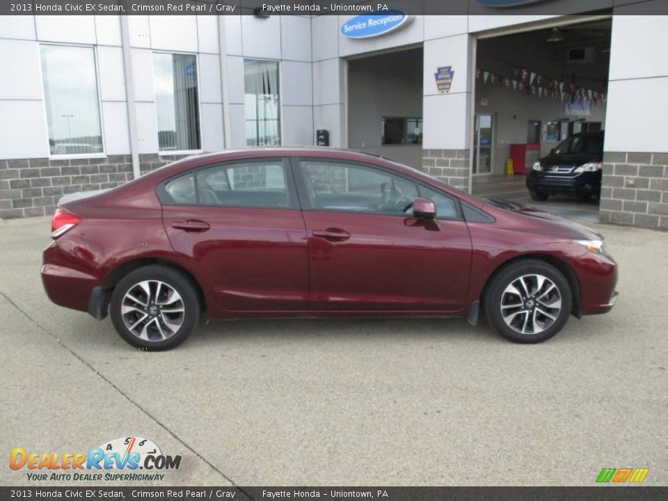 2013 Honda Civic EX Sedan Crimson Red Pearl / Gray Photo #2
