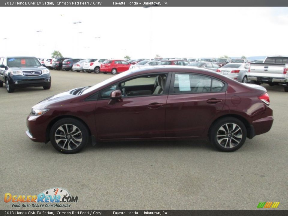 2013 Honda Civic EX Sedan Crimson Red Pearl / Gray Photo #4