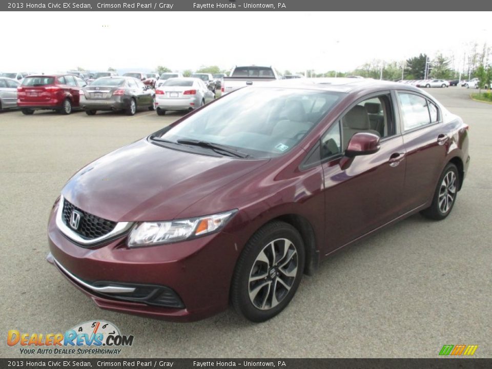 2013 Honda Civic EX Sedan Crimson Red Pearl / Gray Photo #5