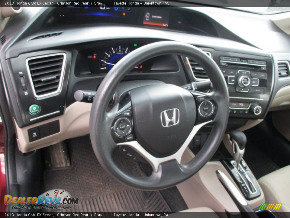 2013 Honda Civic EX Sedan Crimson Red Pearl / Gray Photo #11