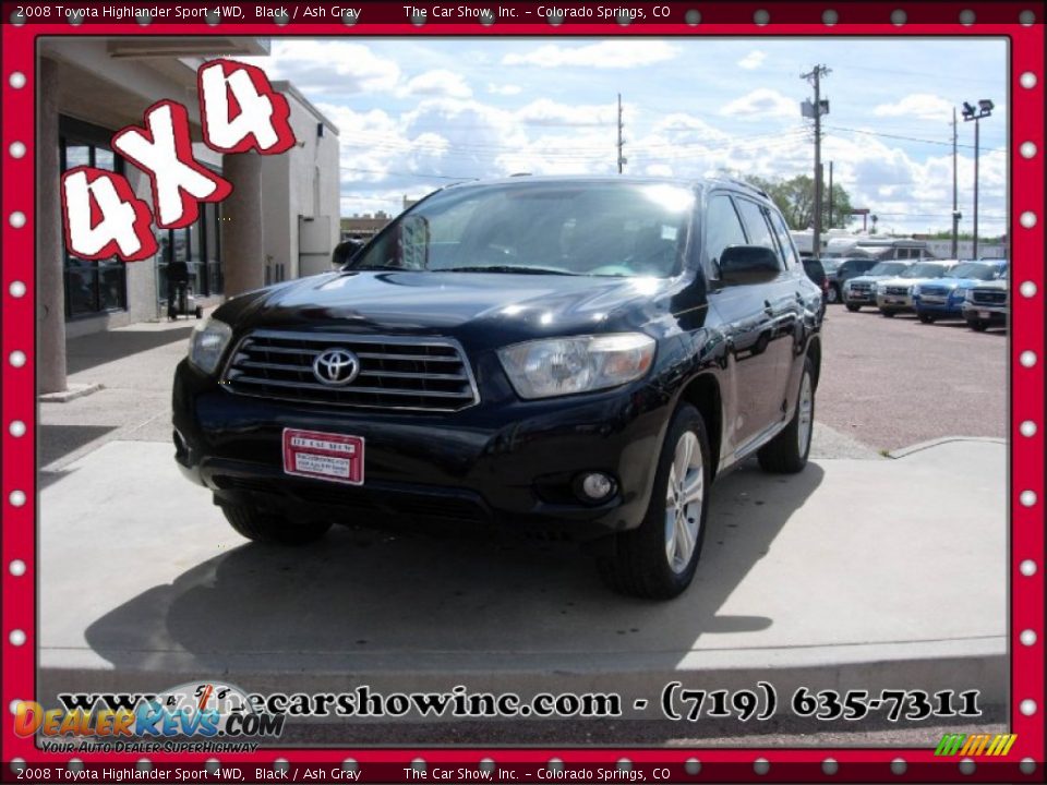 2008 Toyota Highlander Sport 4WD Black / Ash Gray Photo #1