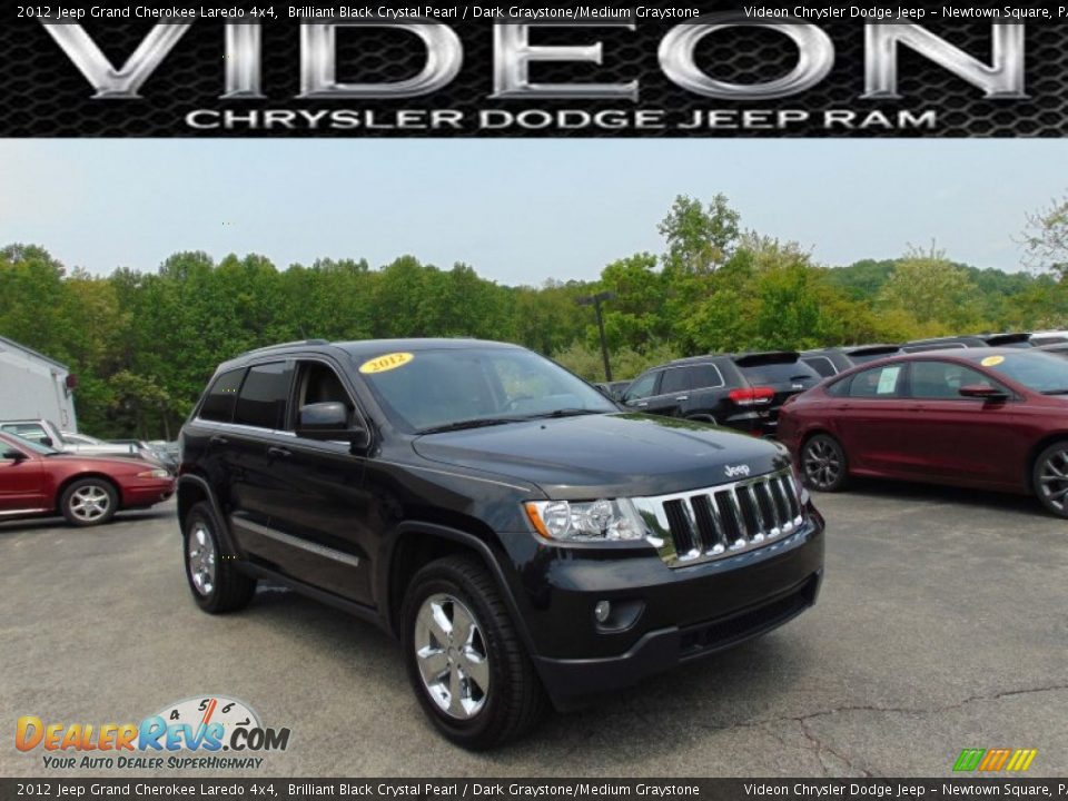 2012 Jeep Grand Cherokee Laredo 4x4 Brilliant Black Crystal Pearl / Dark Graystone/Medium Graystone Photo #1