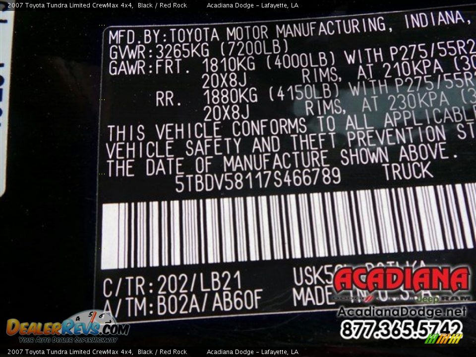 2007 Toyota Tundra Limited CrewMax 4x4 Black / Red Rock Photo #16