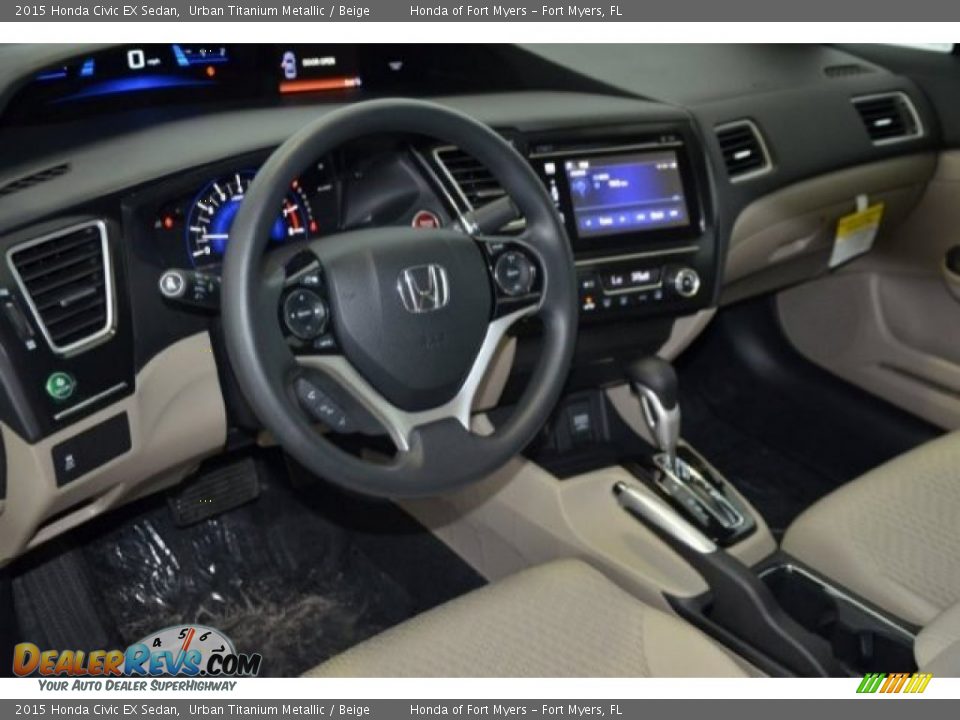 2015 Honda Civic EX Sedan Urban Titanium Metallic / Beige Photo #9
